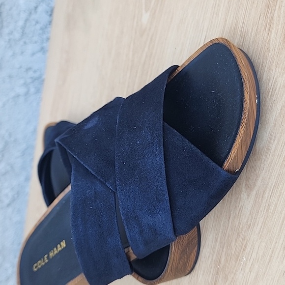 Cole Haan Women's Dark Blue Suede Mules Size 7B - Picture 6 of 12